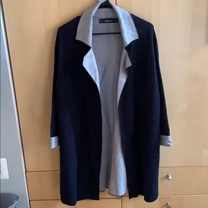 Navy Zara Knit Jacket Size M